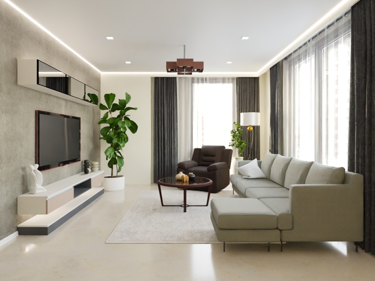 Elegant living room with sofa and recliner chair - Beautiful Homes