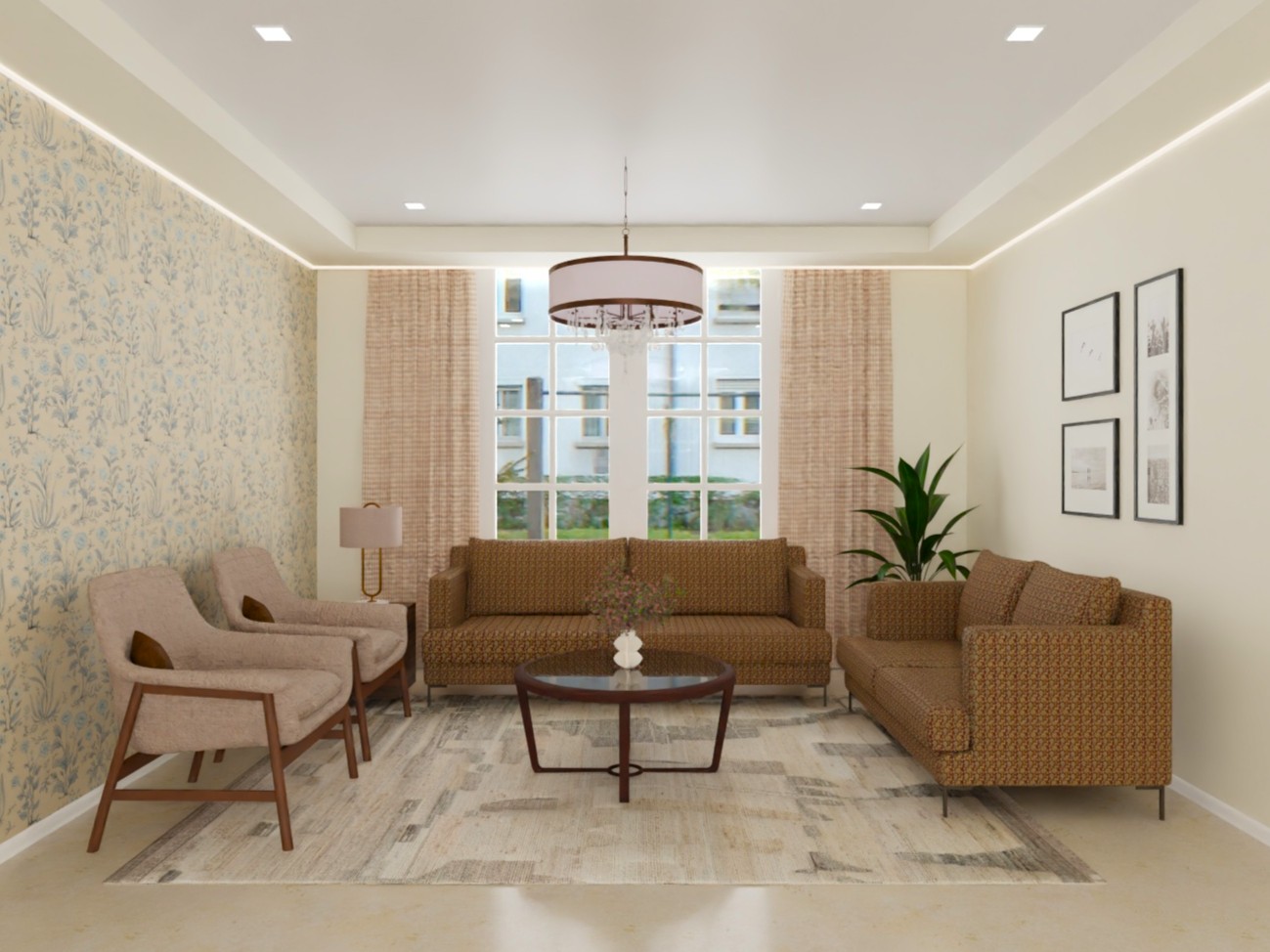 Living room with neutral tones and modern décor - Beautiful Homes