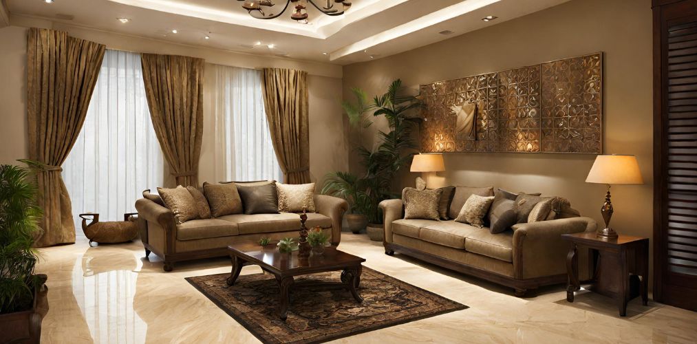 Indian living room with marble flooring - Beautiful Homes