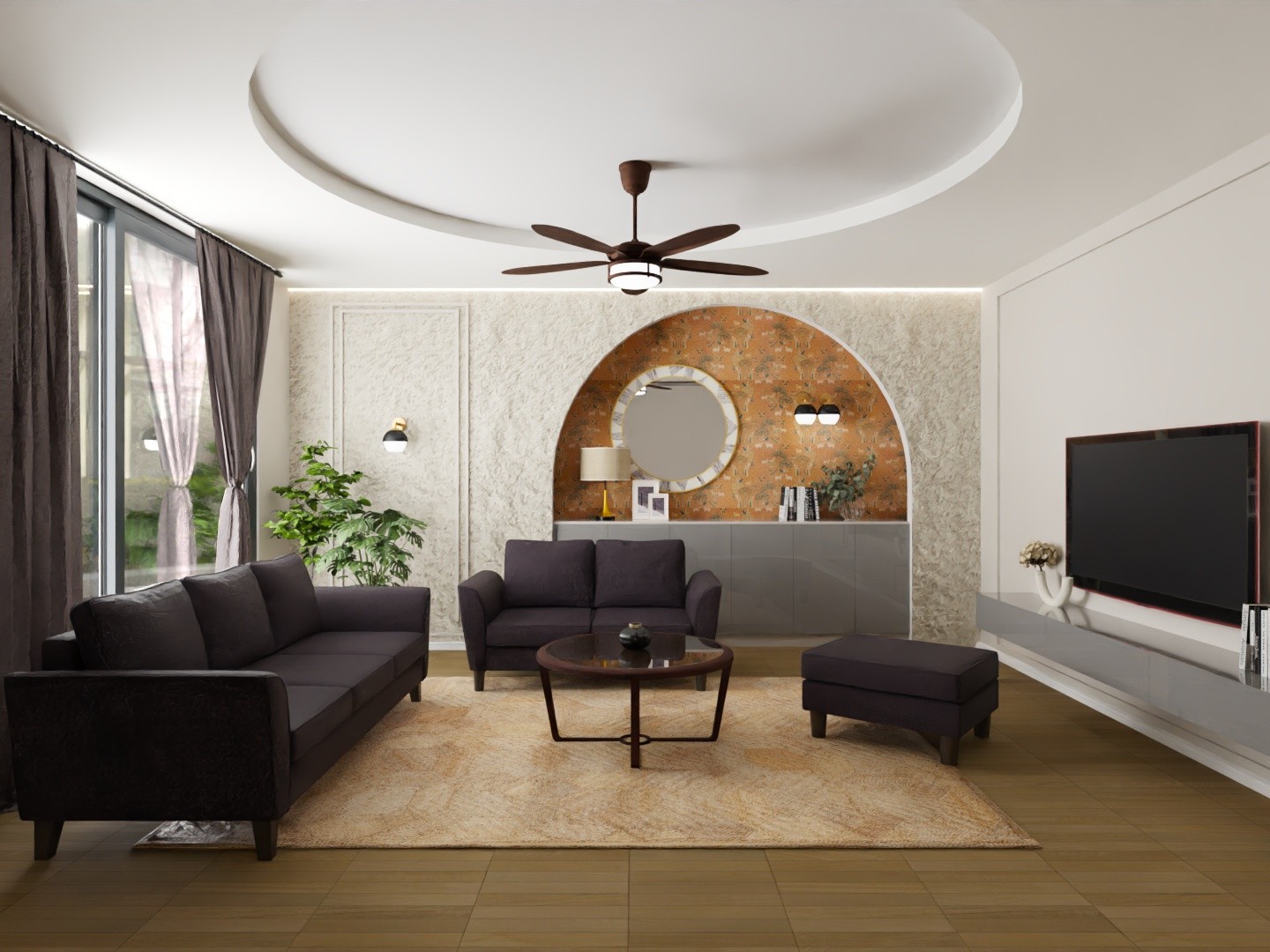 Contemporary lounge with dark furniture and elegant décor - Beautiful Homes