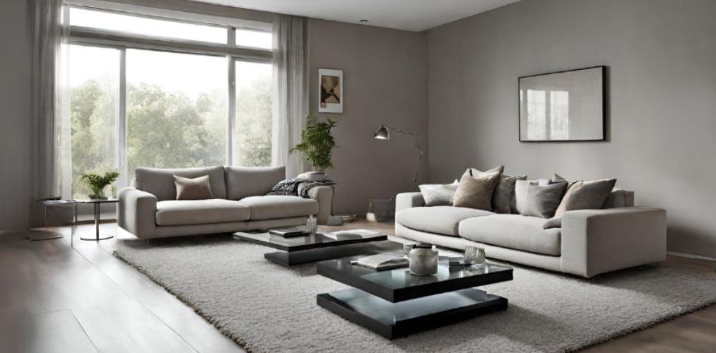 L-shaped living room with glass center table - Beautiful Homes