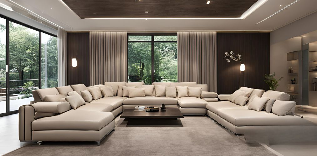 Large living room with U-shaped sofa set - Beautiful Homes