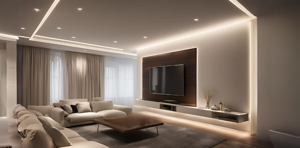 Living room decor with profile lights - Beautiful Homes