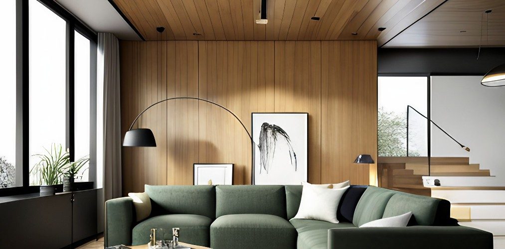 Ceiling design with l shape sofa-Beautiful Homes