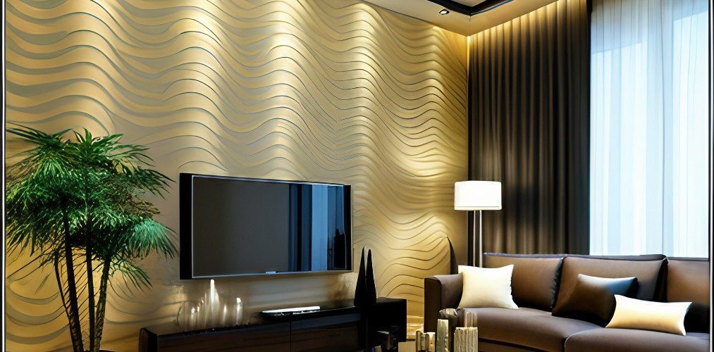 Modern living room with texture paint design on wall - Beautiful Homes