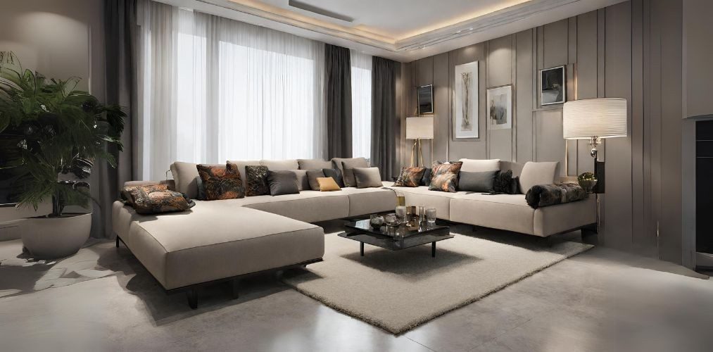 Luxury living room with designer sofa set and carpet - Beautiful Homes