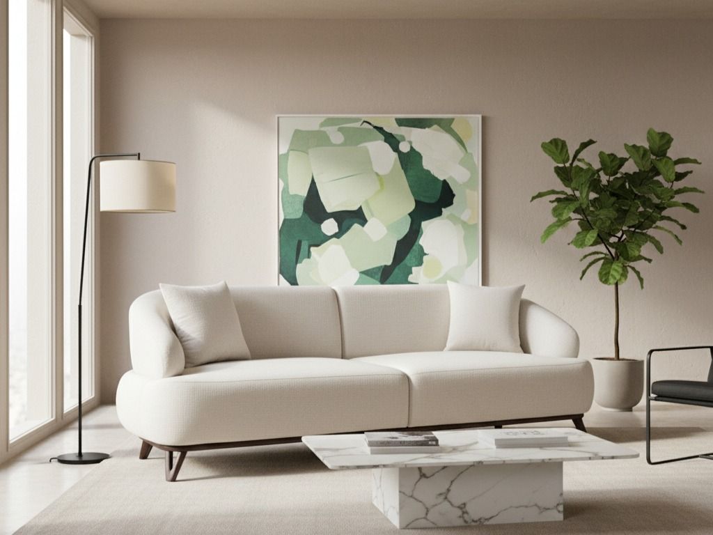 Modern living room featuring a cream sofa and coffee table - Beautiful Homes