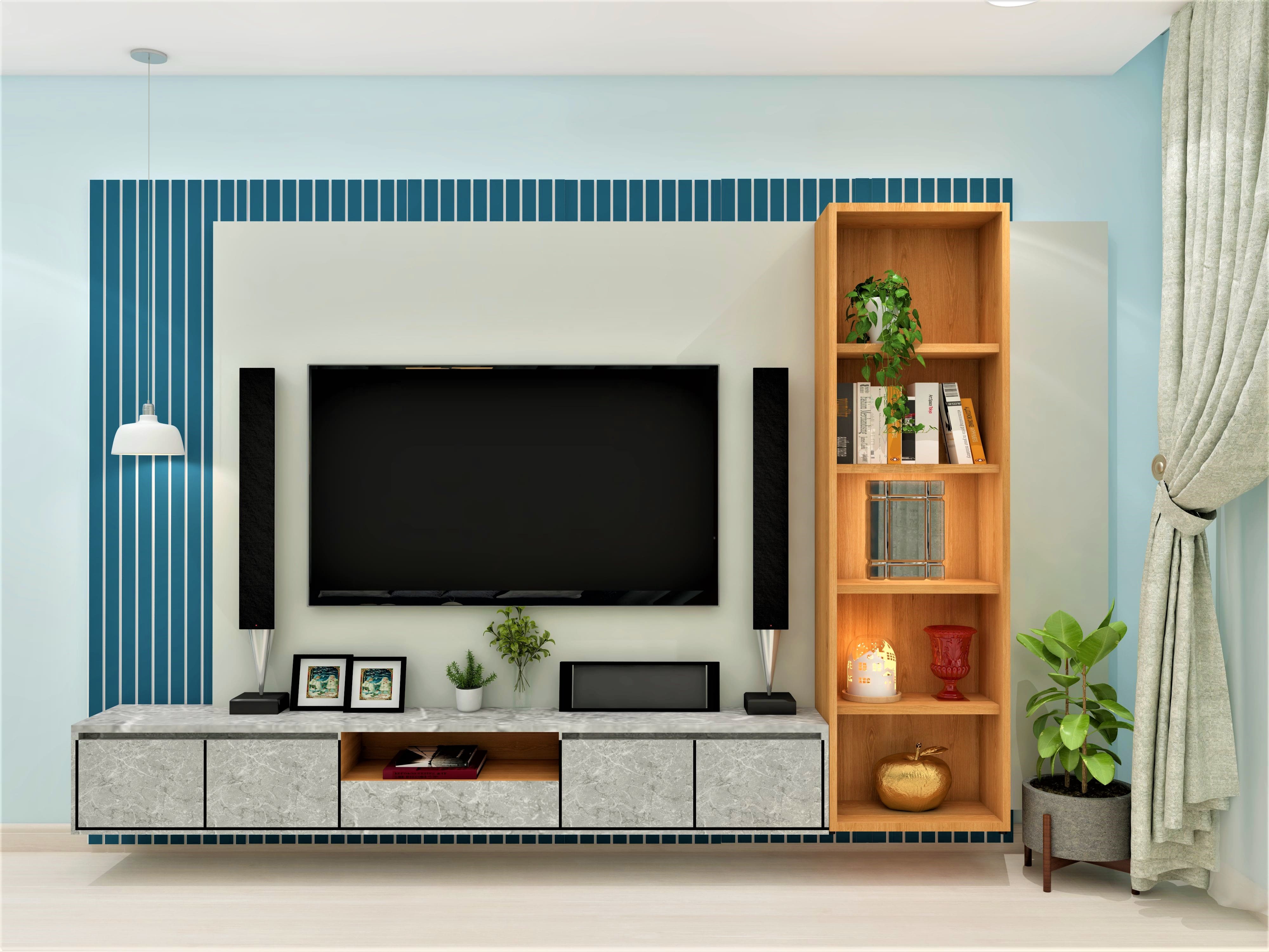 Minimalistic living room design in refreshing blue hues - Beautiful Homes
