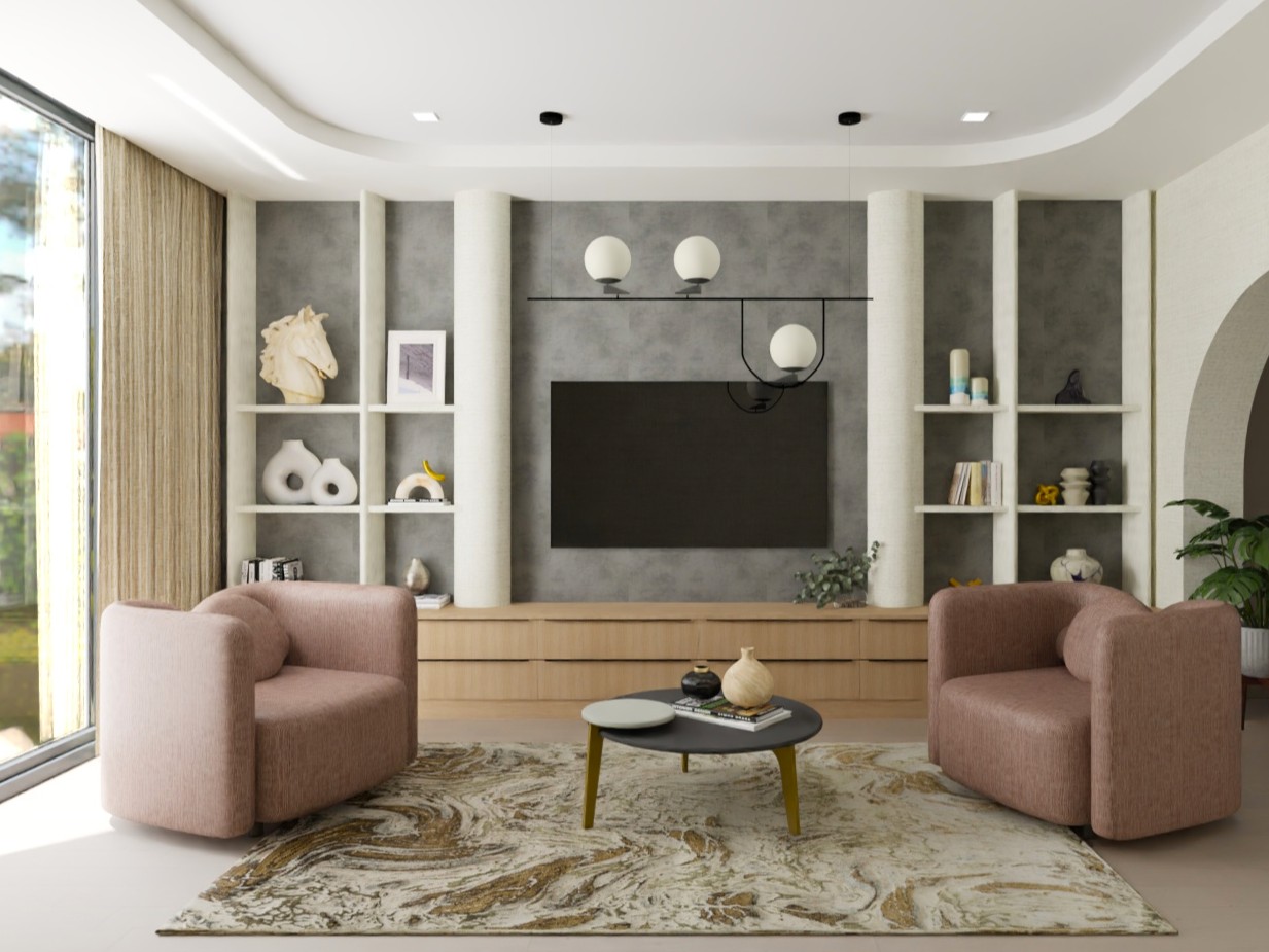 Living room with elegant furniture and modern décor - Beautiful Homes