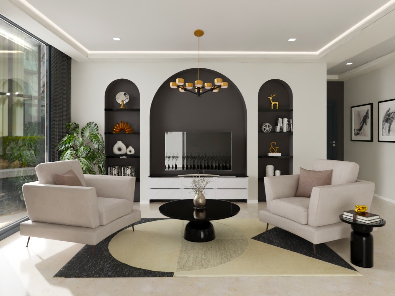 Stylish living room with cozy furniture and décor - Beautiful Homes