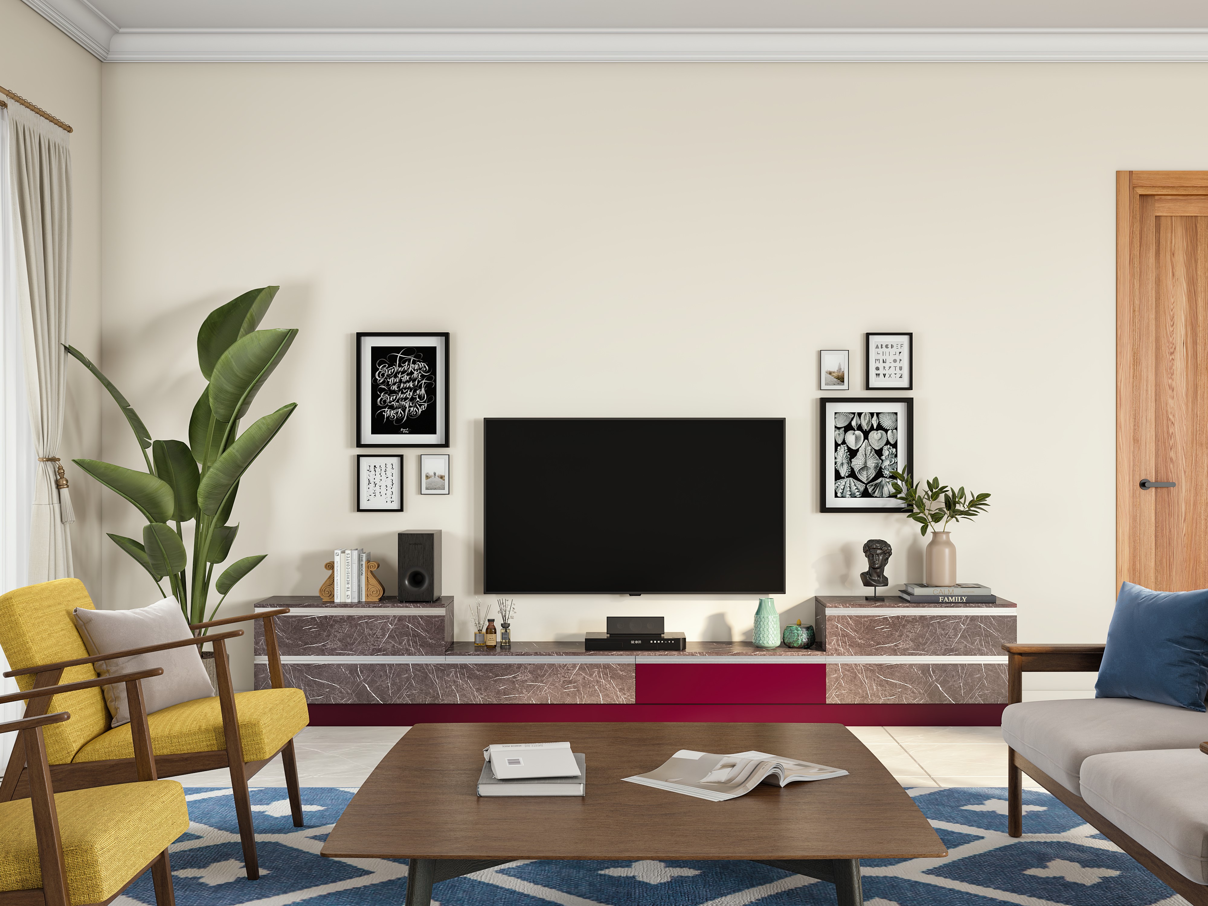 Bright living room with sleek furniture and décor - Beautiful Homes