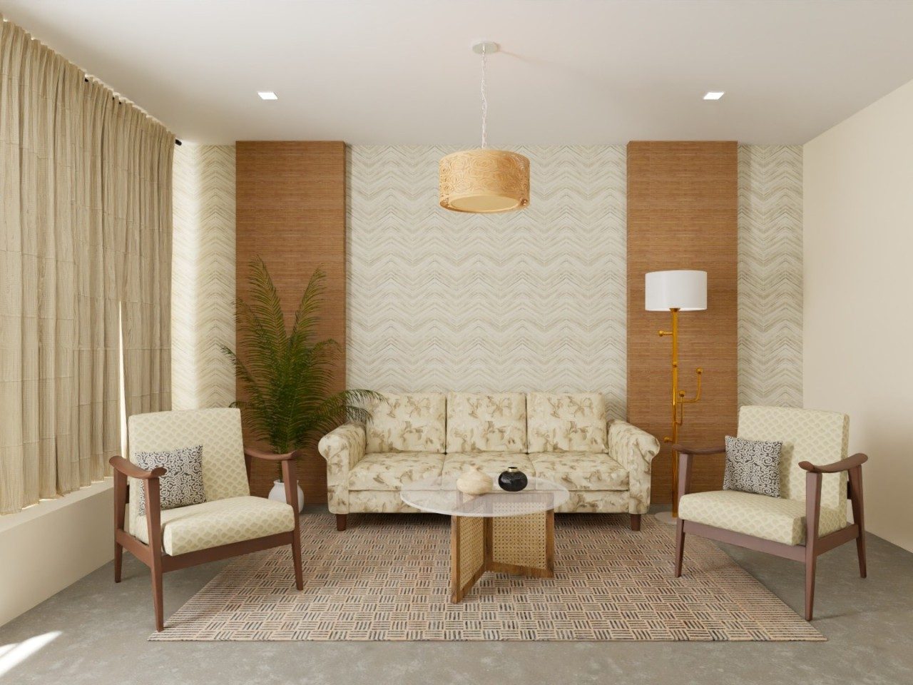 Modern living room with textured wall and décor - Beautiful Homes