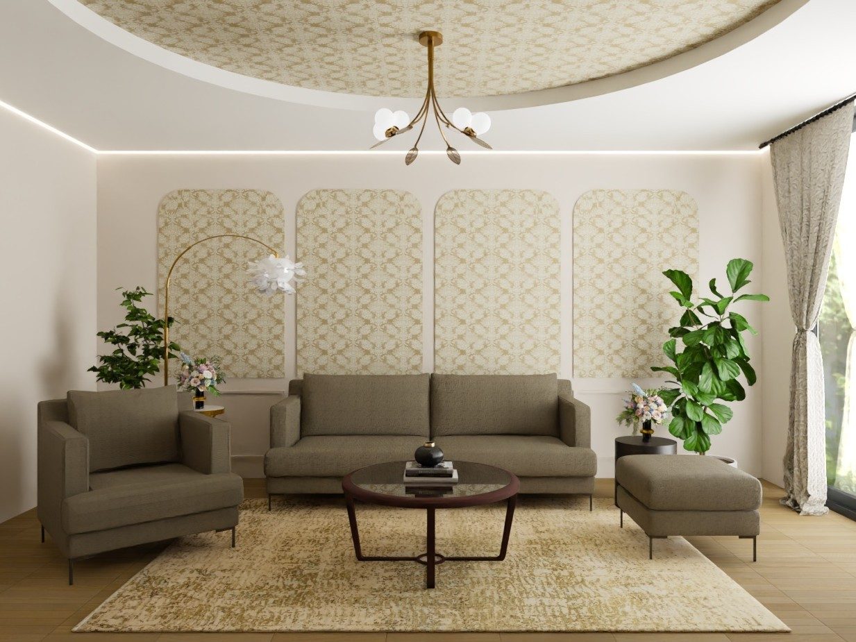 Modern living room with grey sofa and décor - Beautiful Homes
