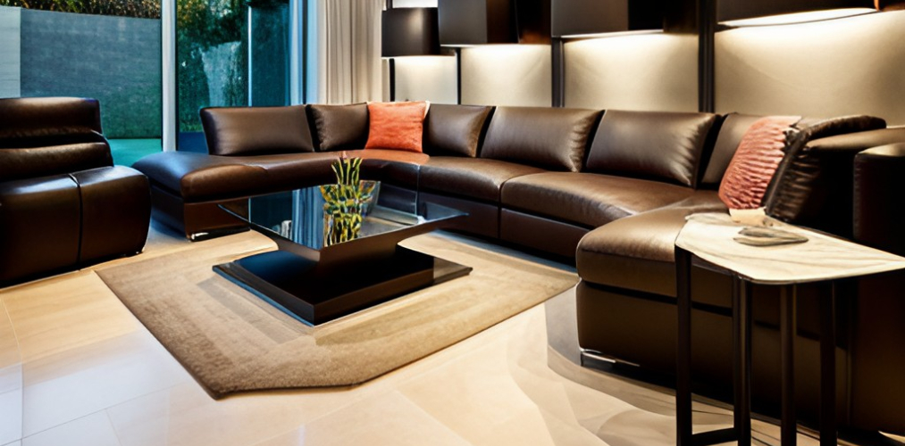 Modern Living Room with Brown Sofa Set - Beautiful Homes