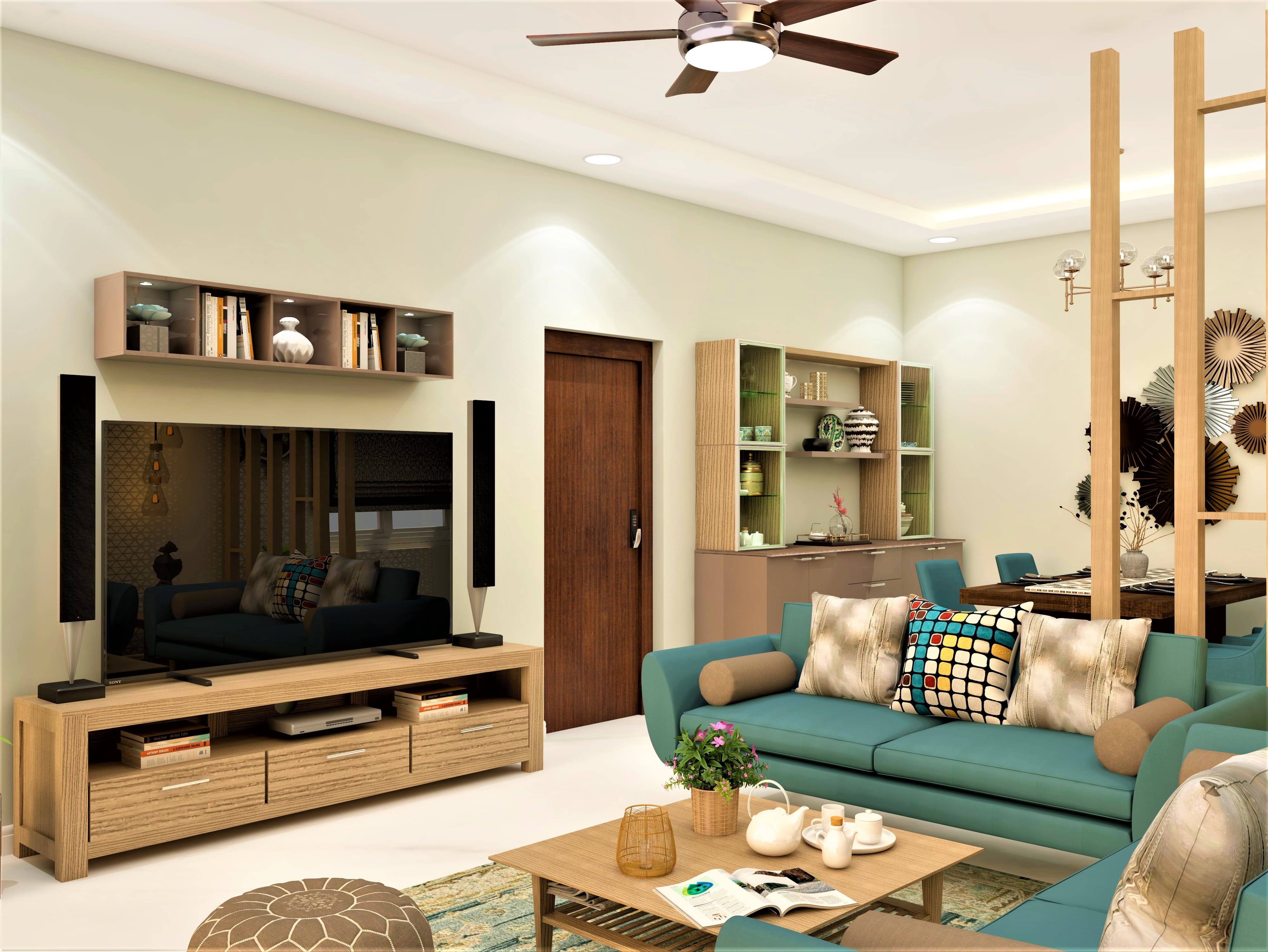 Modern living room design with wooden partition - Beautiful Homes