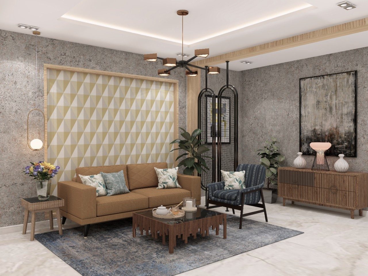 Modern living room with designer furniture and décor - Beautiful Homes