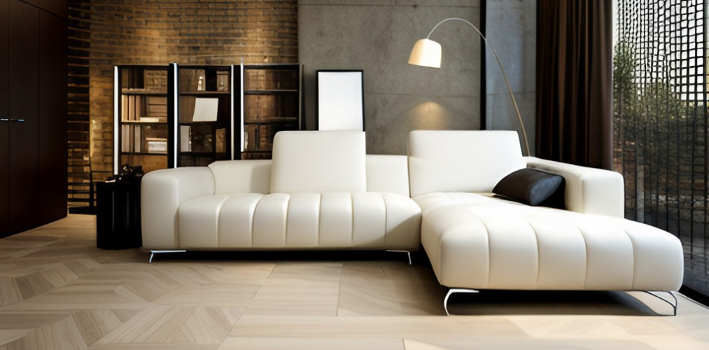 Designer Living Room with Wooden Floor Tiles - Beautiful Homes