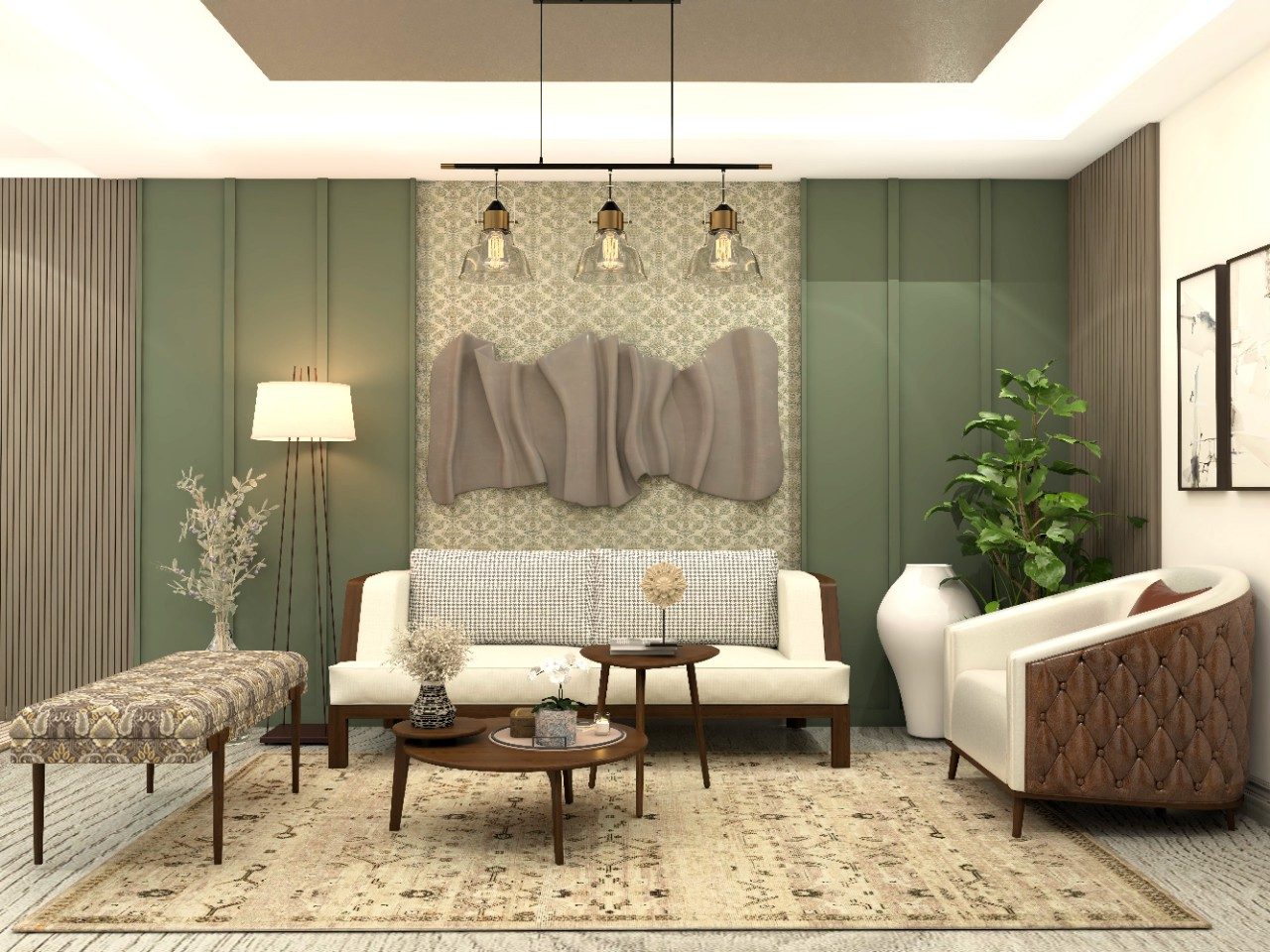 Modern living room with Royal 2.0 furniture and 3D wall panel - Beautiful Homes