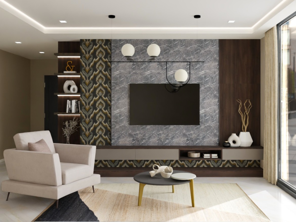 Elegant living room with TV unit and modern décor - Beautiful Homes