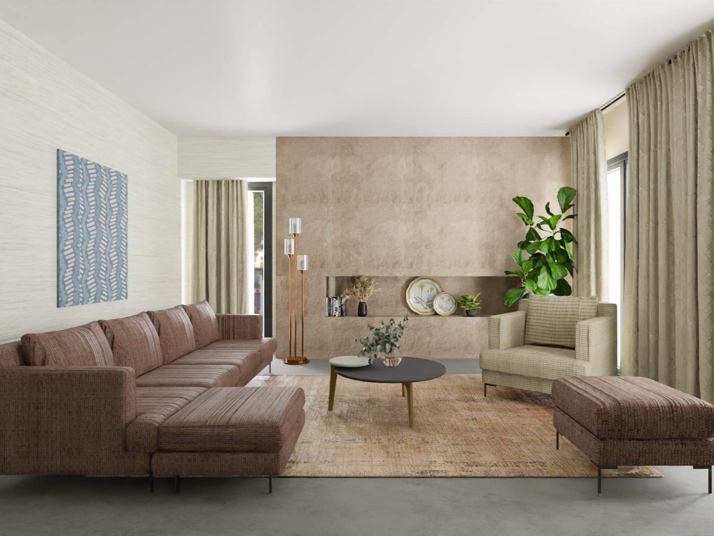 Modern living space with sofa, chairs, and décor - Beautiful Homes
