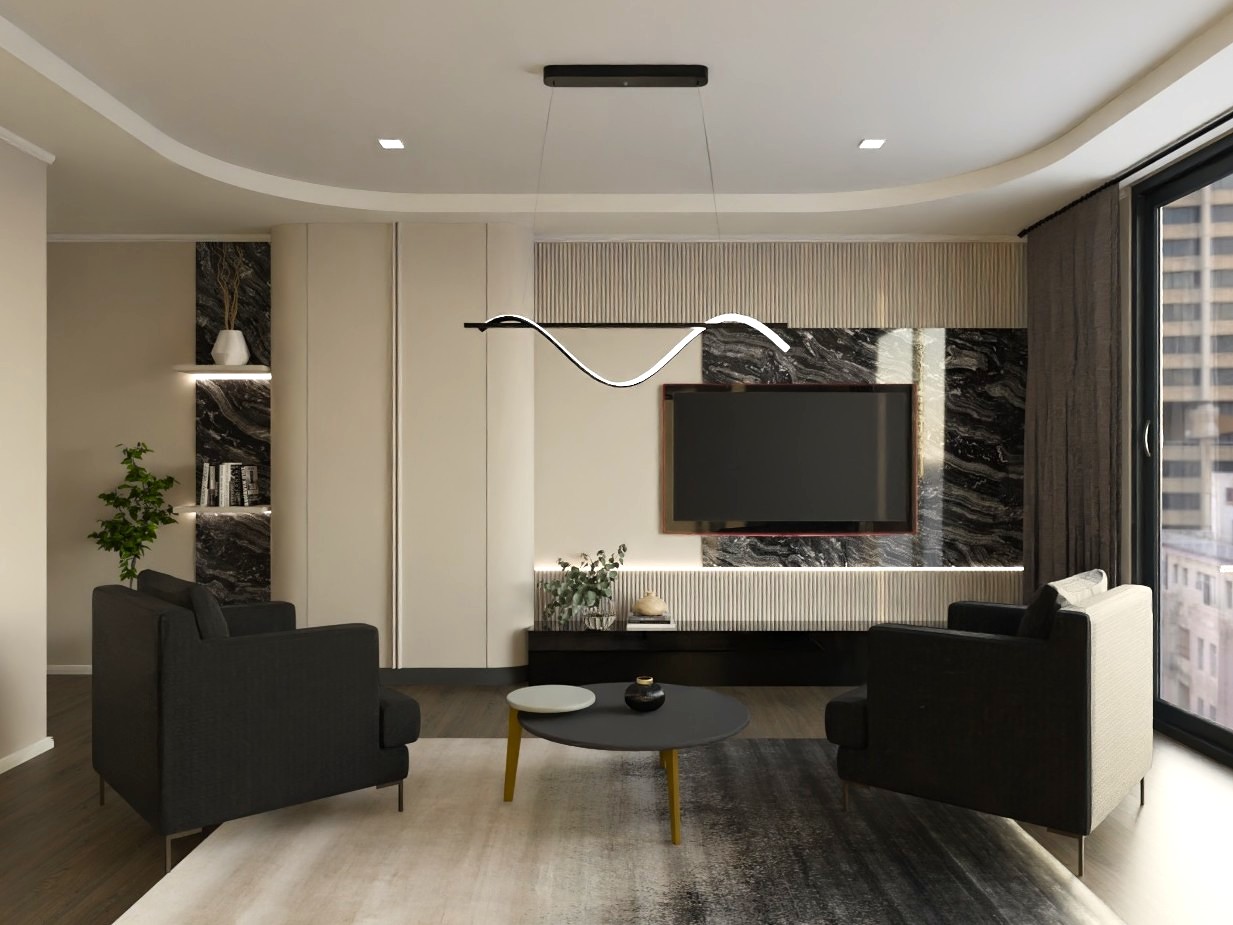 Sophisticated living room with modern black furniture - Beautiful Homes