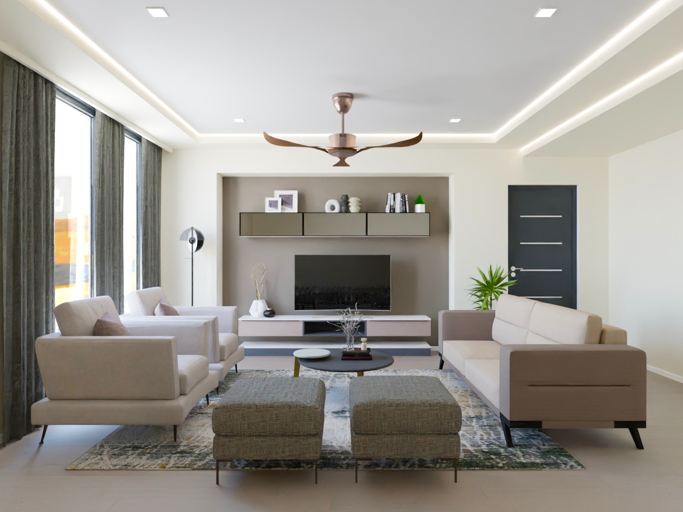 Modern living room with sofa set - Beautiful Homes