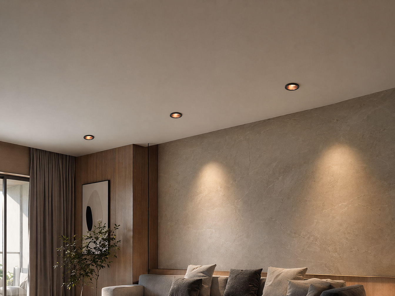 Recessed ceiling lights and soft wall-wash illumination - Beautiful Homes