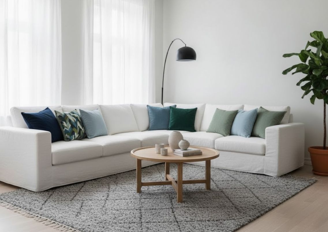 Living room with neutral tones and modern décor - Beautiful Homes