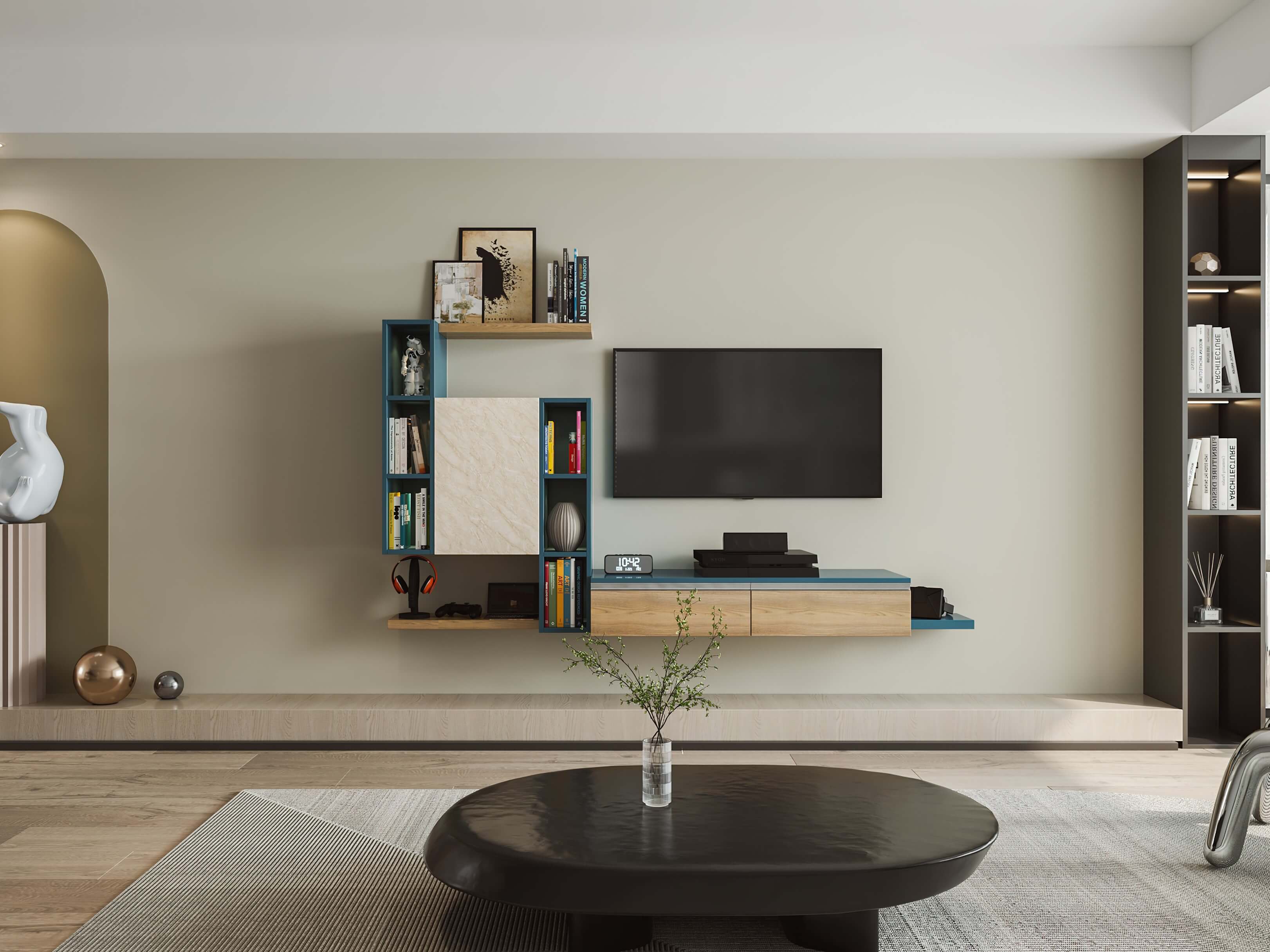 Spacious & minimalistic living room design idea - Beautiful Homes