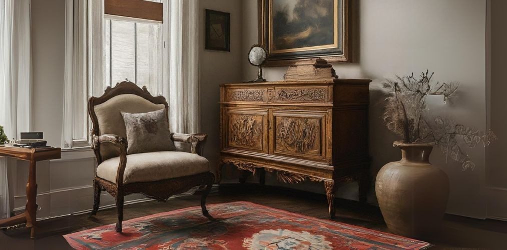 Traditional living room with wooden chair and console - Beautiful Homes