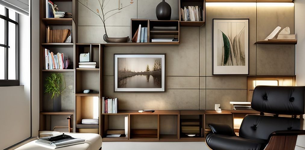 Wooden wall shelves design for living room-Beautiful Homes