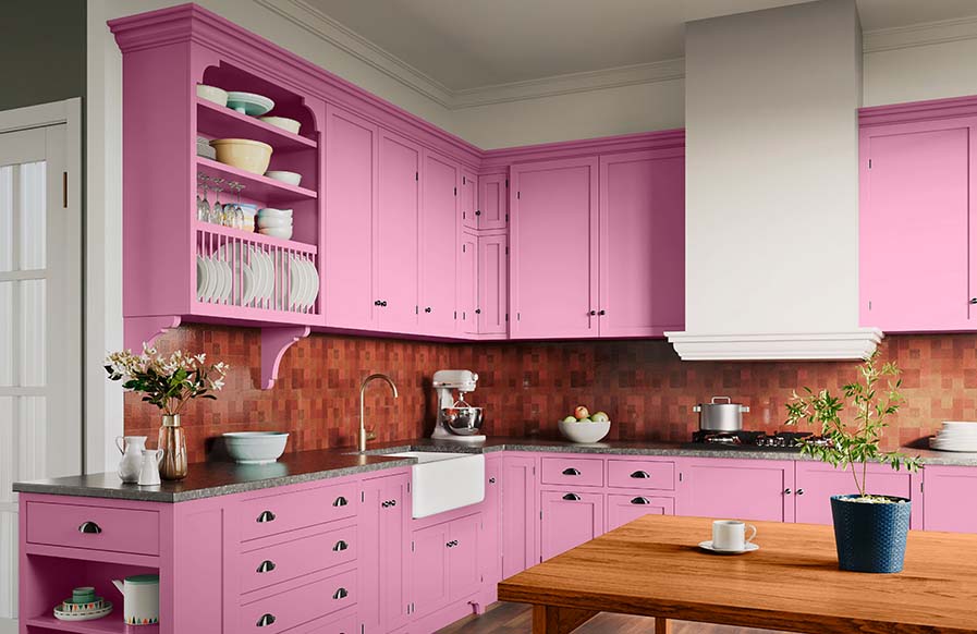 Elegant pink modern kitchen design idea - Beautiful Homes