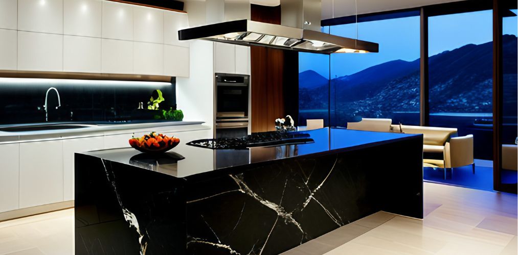 White and black contemporary kitchen design-Beautiful Homes