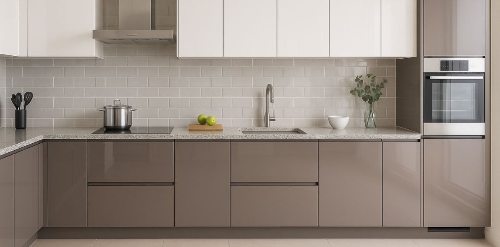 Modern kitchen with grey and white cabinets - Beautiful Homes