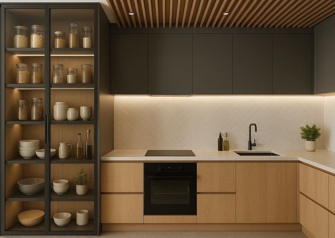Black and wood kitchen with modern design elements - Beautiful Homes