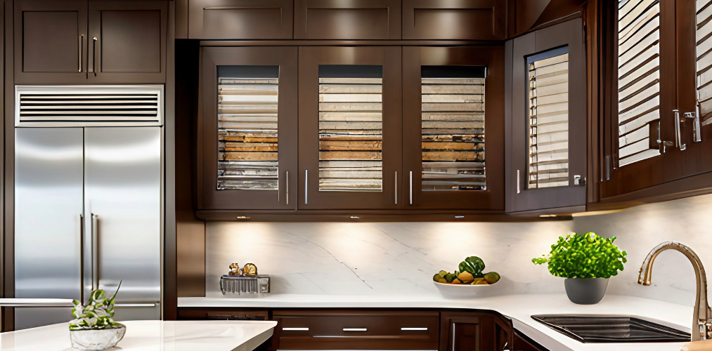Marble kitchen countertop with shutter storage-Beautiful Homes
