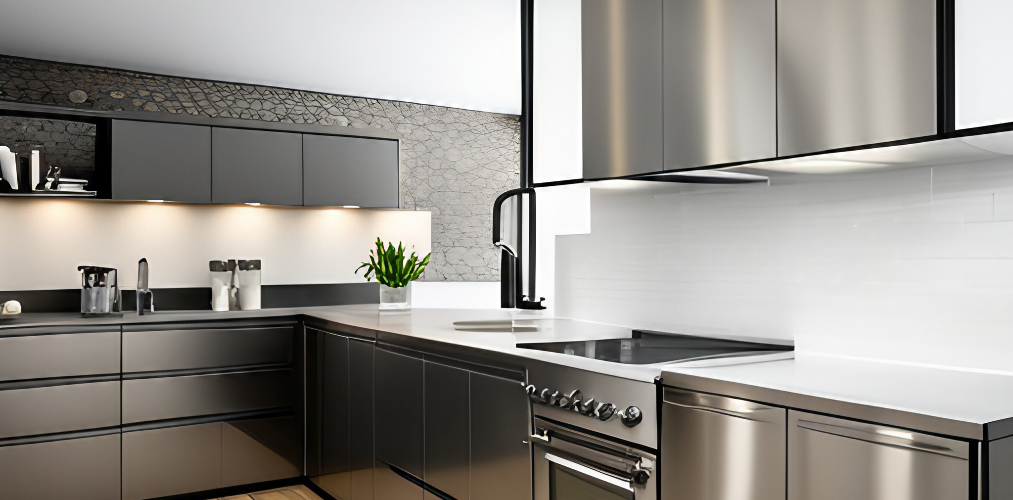Modular kitchen design with steel kitchen cabinets-Beautiful Homes