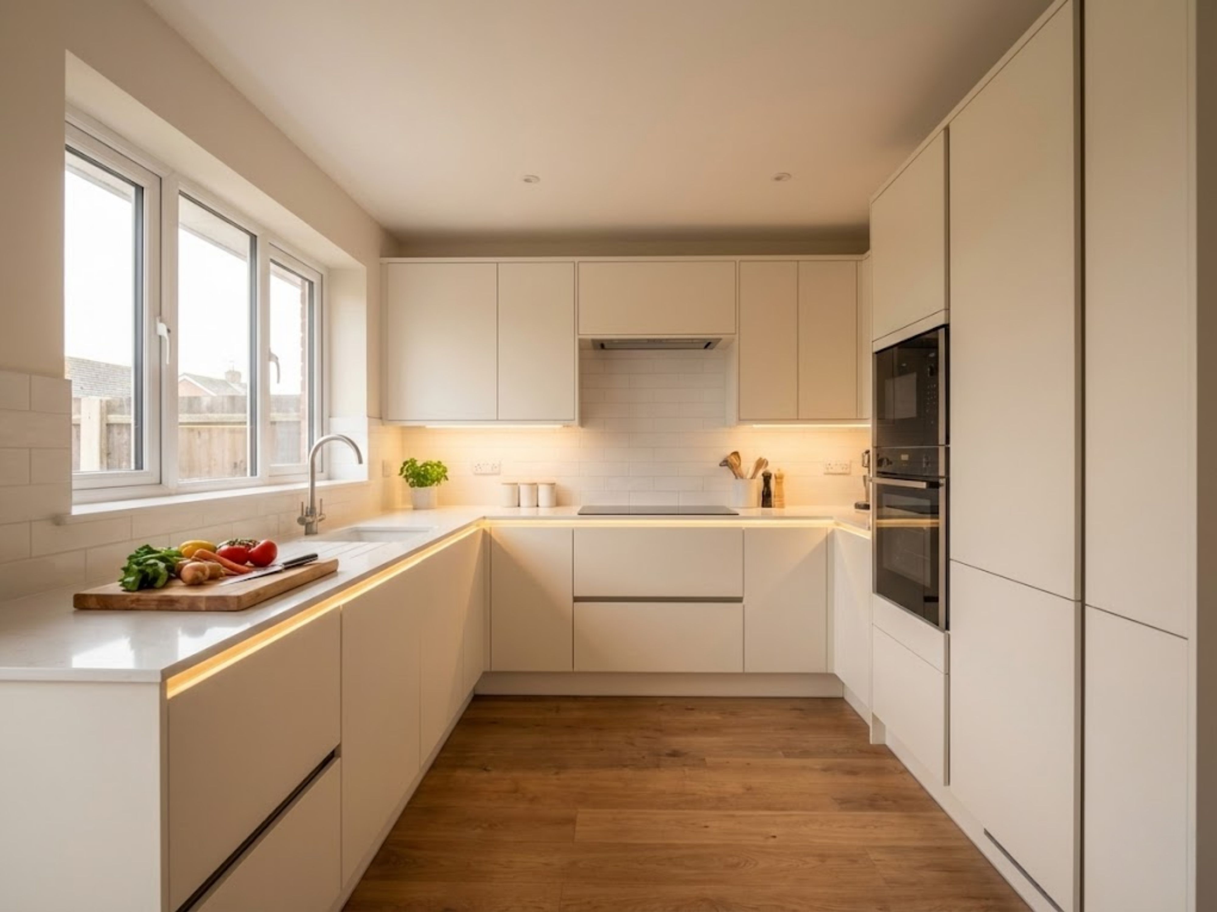 L-shaped kitchen with wood cabinets and granite counters - Beautiful Homes