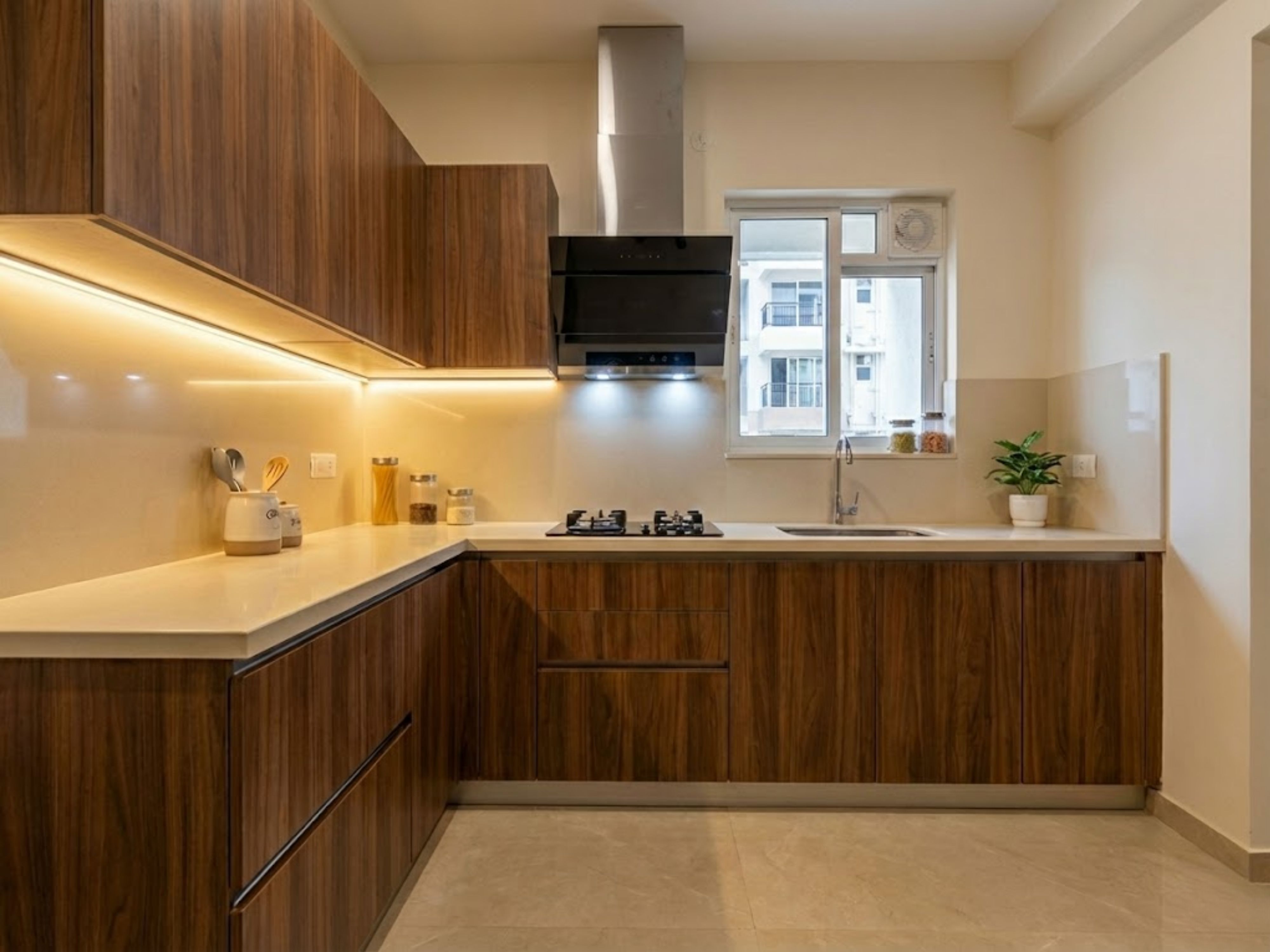Modern kitchen with wooden cabinets and granite countertop - Beautiful Homes