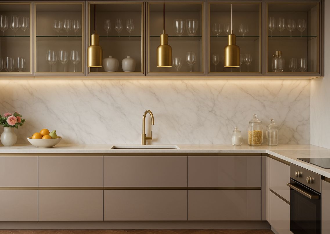 Luxury kitchen with marble and gold accents - Beautiful Homes