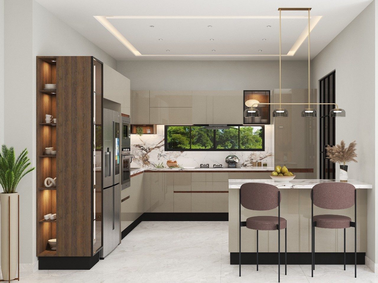 Modern kitchen with cabinets and marble countertops - Beautiful Homes