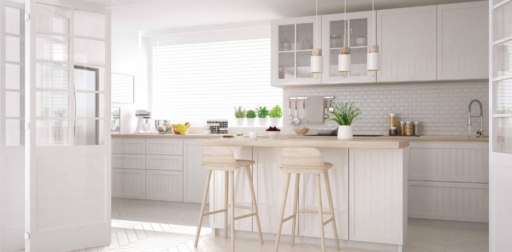 Minimalistic Crest Collection by Sleek Kitchen with patterned PU shutters - Beautiful Homes