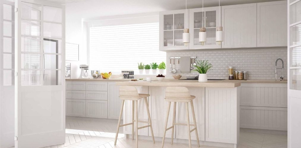 Minimalistic Crest Collection by Sleek Kitchen with patterned PU shutters - Beautiful Homes