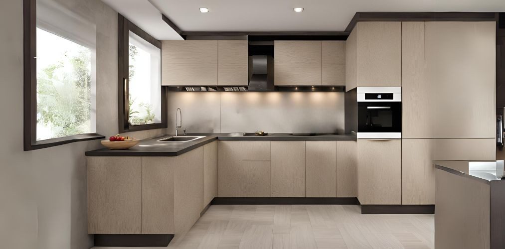 Minimalistic modular kitchen with textured laminate - Beautiful Homes