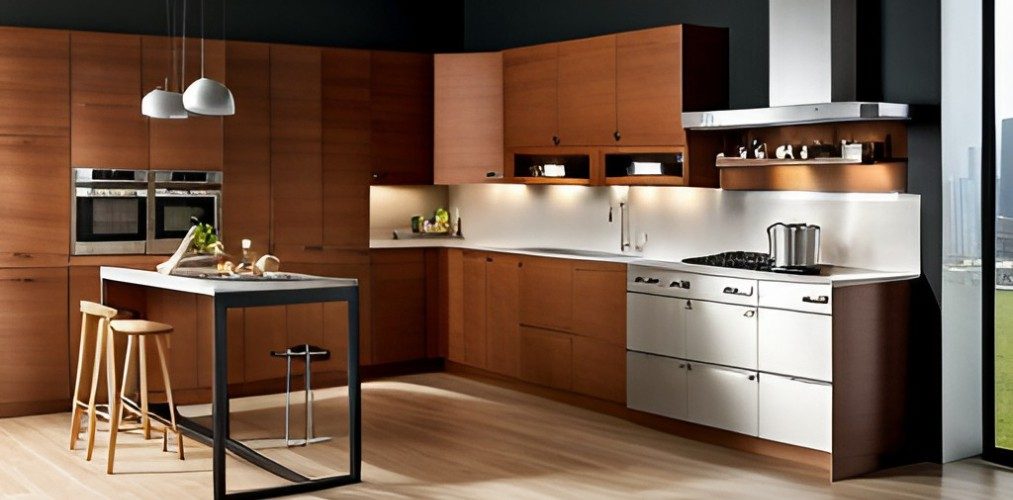 Modern kitchen design with wood kitchen cabinets-BeautifulHomes