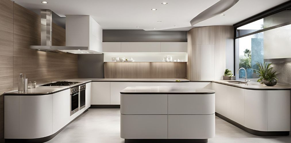 Modern u-shaped kitchen with corian countertop - Beautiful Homes