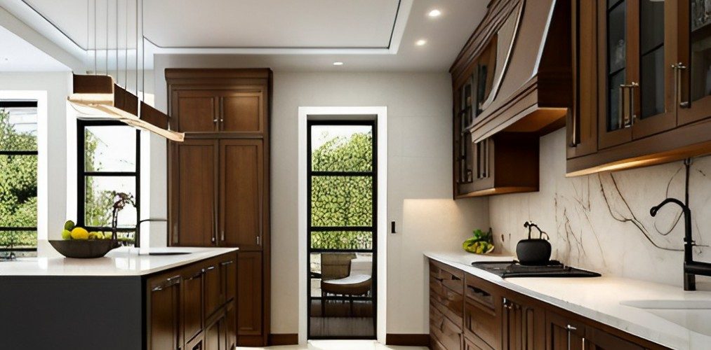 Parallel Modular Kitchen Design with White Marble - Beautiful Homes