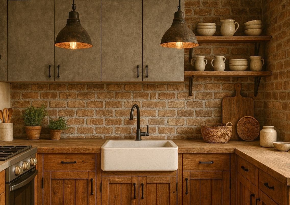 L shaped kitchen with marble countertops and cabinets - Beautiful Homes