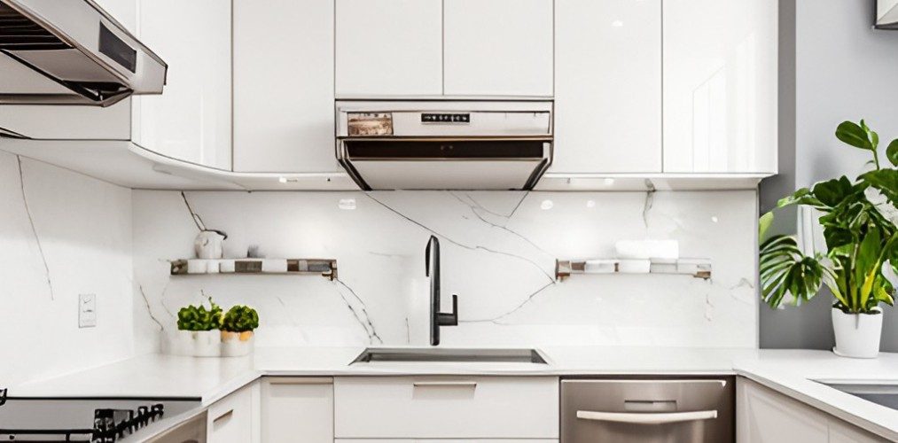 Small modular kitchen design with white marble-BeautifulHomes