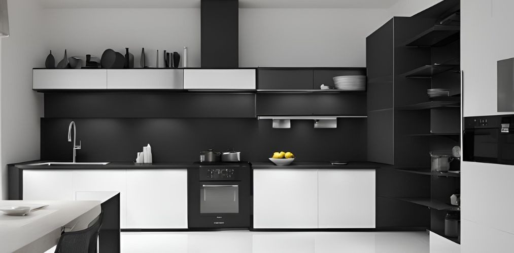 Straight black and white modern kitchen - Beautiful Homes